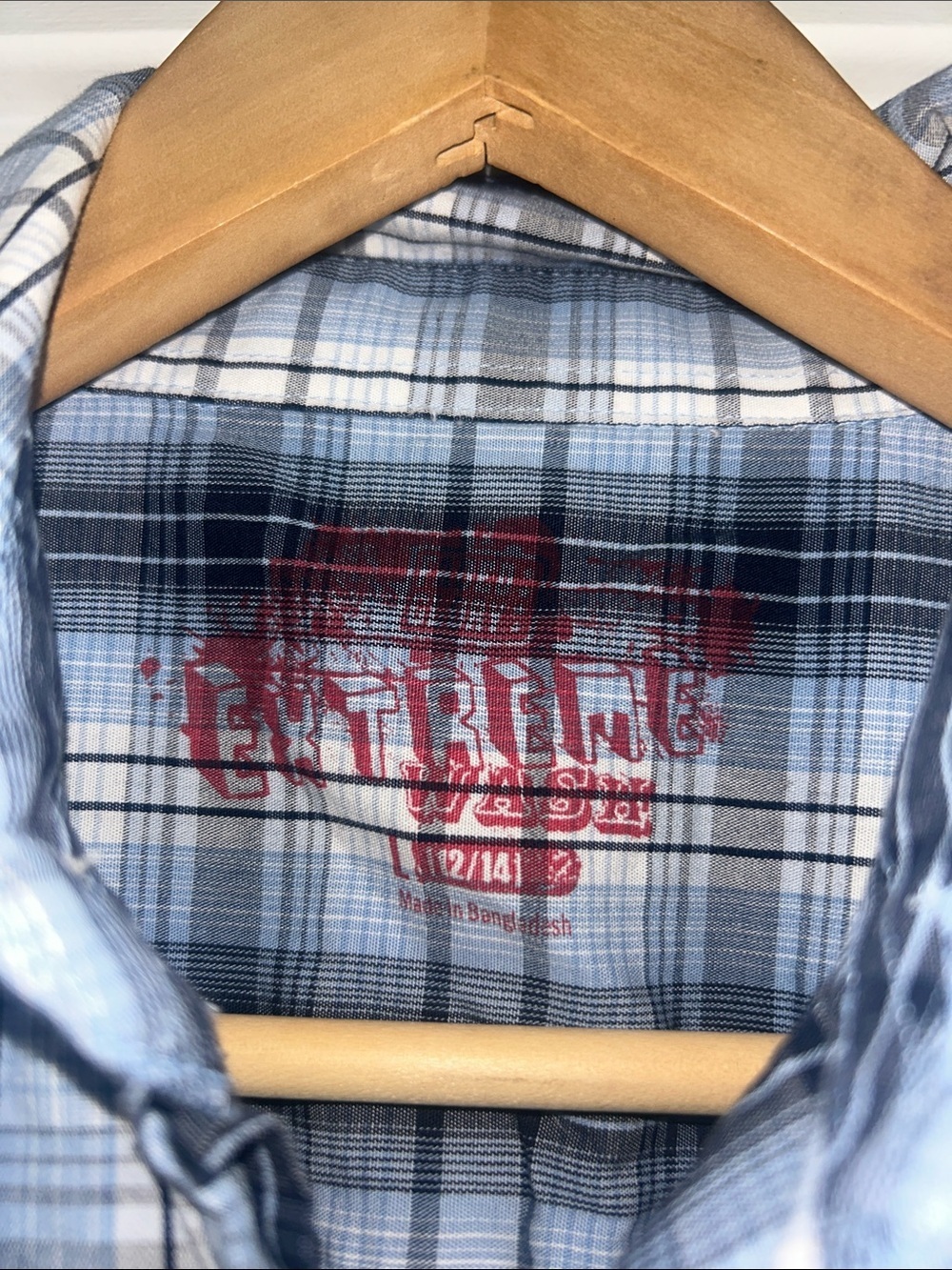 Faded Glory Blue Plaid Short-Sleeve Button-Down Shirt - Picture 3 of 5